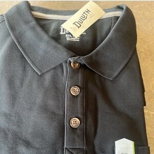 Duluth Trading Polo Shirt Men 2XL  Tall Relaxed Fit Black Long Sleeve